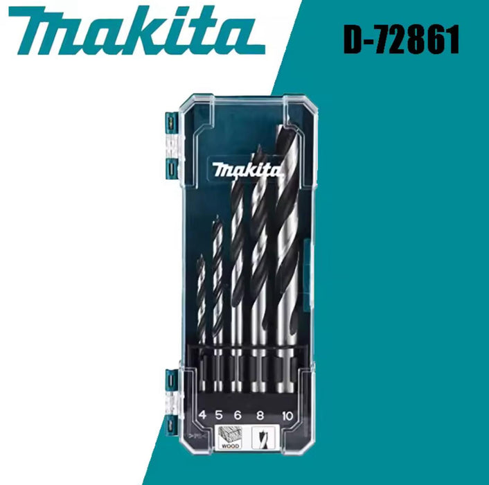 Makita D-72861 Holzbohrer-Set 5-teilig in Aufbewahrungsbox, Holzspiralbohrer für Weich- und Hartholz